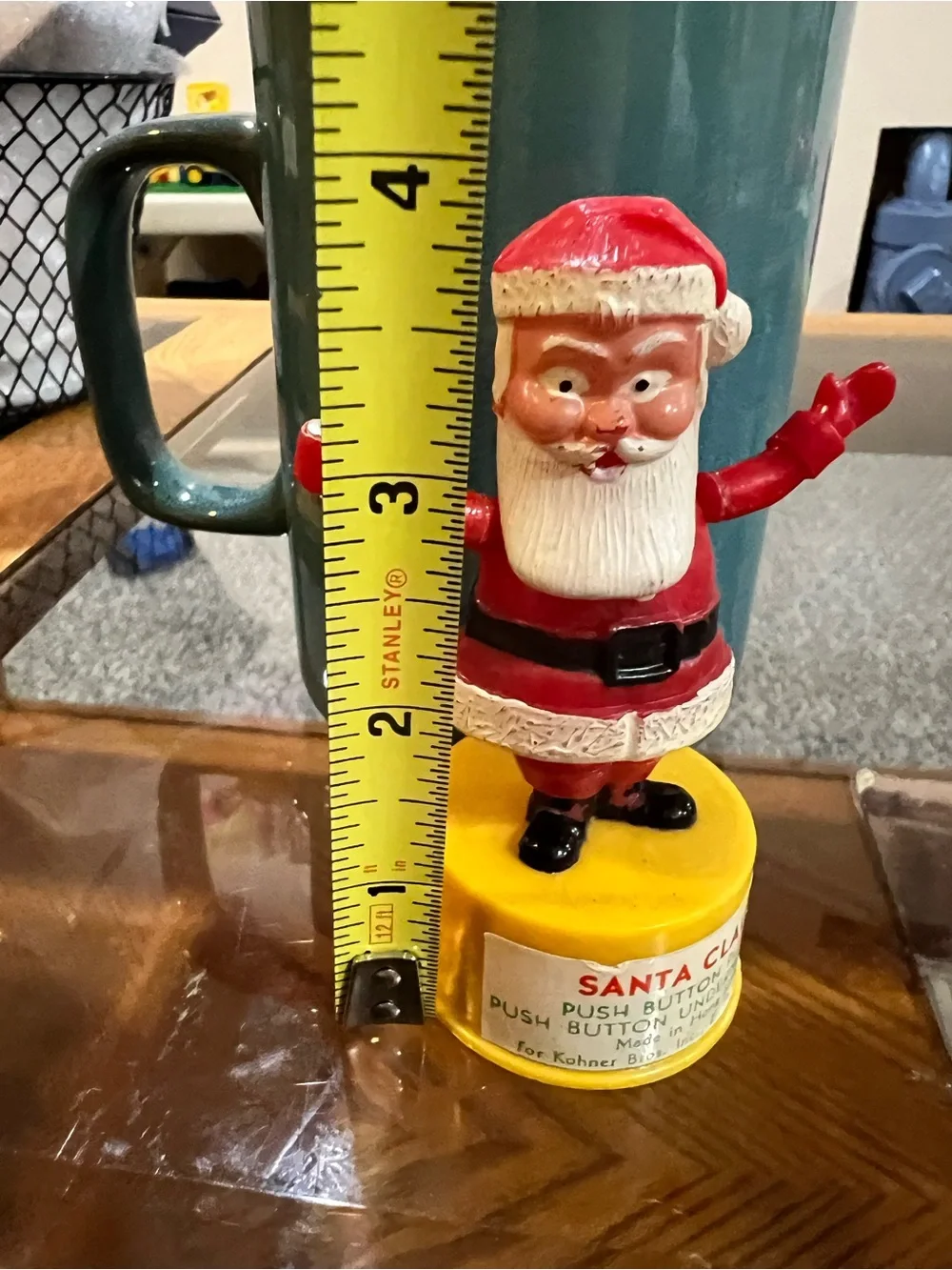 Vintage Santa Claus Push Button Puppet Christmas Toy Kohner Bros-1960s-Collectib